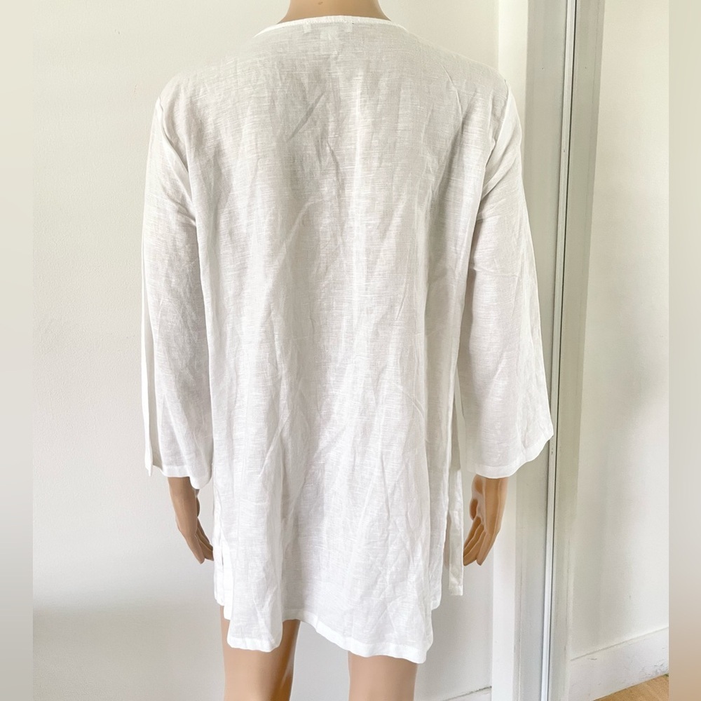 Saint Tropez 100% Linen Shirt Womens Size L Beach Resort Coastal Embroidered - Picture 5 of 7